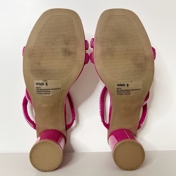 Report Rose Pink Rhinestone Embellished Block Heels Size 9 - Picture 9 of 9